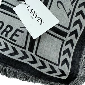 ‼️SOLD‼️NWT Lanvin Scarf Gray Signature Design - Extra Large 55 Inch Wool Silk